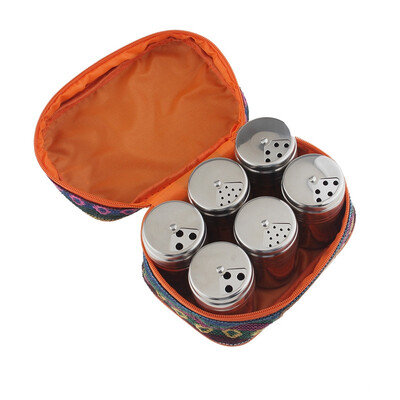 

mymei 6pcs Outdoor Camping Salt & Pepper Shaker Set Seasoning Spices Holder Dispenser