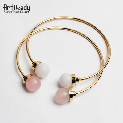 

Artilady new natural stone cuff bracelets set fashion jewelry for women