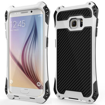 

R-JUST Aluminum Metal Carbon Fiber Bumper Cover Case For Samsung Galaxy S6 Edge Plus