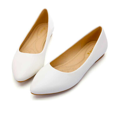 

Pointed Toe Flats Shoes Spring Office Work Solid Slip On Shoes for Women Plus Size White Black Casual Shoes Women Flats Leather