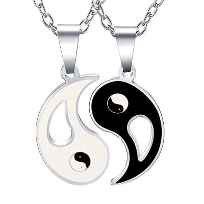 

Yoursfs 2 PCS Yin Yang Pendant Ожерелье для мужчин Женская эмаль Черная белая Yin Yang Love Couple Necklace