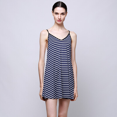 

CANIS@Fashion Women Summer Casual Stripe Short Chic Mini Dress