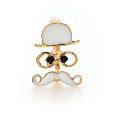 

Retro Funny Jewelry Rings Hat Glasses lovely Mustache Cute Grandfather WHITE