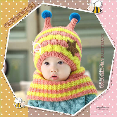 

Buebos Ninos Winter New Children's Hat Honeybee Shape Wool Knitted Hat Scarf 2 Pcs Set Kids Baby Boys Girls Gifts