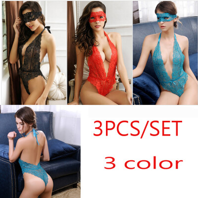 

2PC Bikini Lingerie Sexy Lace Babydoll Эротическое нижнее белье прозрачное Открытое бюстгальтерное ночное белье