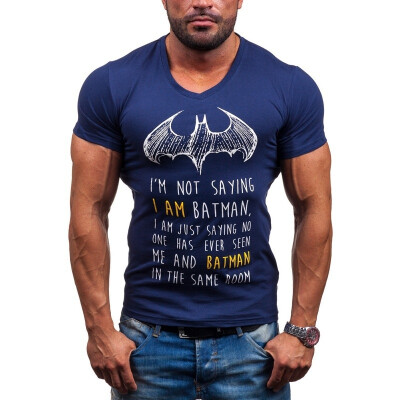 

Mens summer cotton V-neck short-sleeved T-shirt