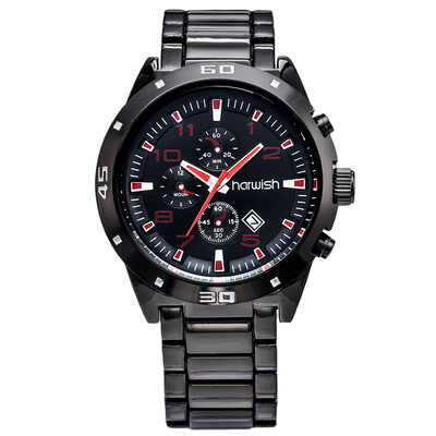 

Круглый циферблат Сталь WristWatch Поддельные Three Six-контактный Газа Кварцевые часы Мужчины из нержавеющей стали Календарь механические часы HW M8021