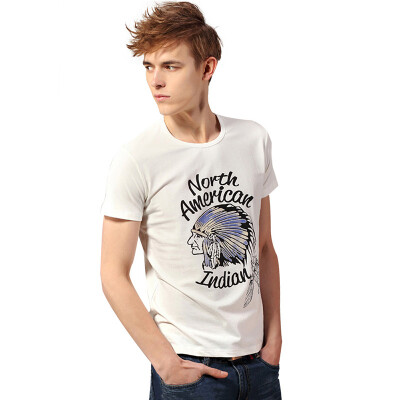 

MSEK) TX4090 short sleeve t-shirt men and summer thin Korean fashion Slim men's T-shirt white