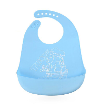 

Thomas&Friends Thomas & Friends baby soft silicone bib waterproof bib childrens rice pocket saliva towel sky blue TXD-003