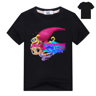 

Princess Girls Shimmer shine T Рубашки с коротким рукавом 100% Хлопок Повседневные топы для девочки-подростка Розовые тройники Дет