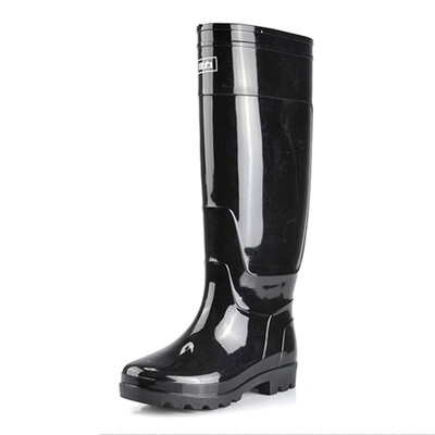 

Warrior High-barrel rain boots rubber shoes work shoes water shoes mens rain boots HXL8199 black high tube 41