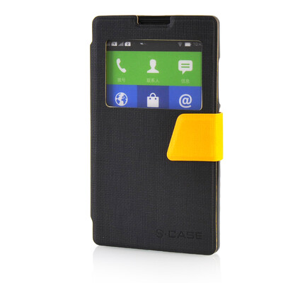 

MOONCASE View Window Leather Side Flip Pouch Ultra Slim Shell Back ЧЕХОЛ ДЛЯ Nokia XL Black