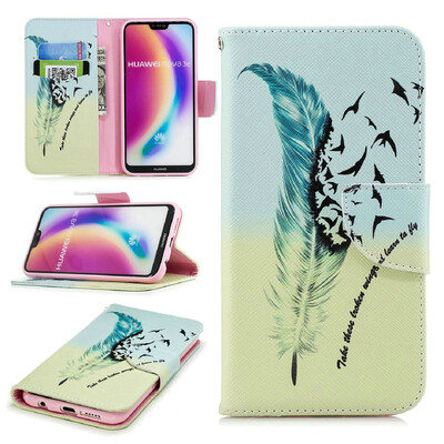 

BEFOSPEY Painting PU LeatherSoft TPU Card Slot Stand Wallet Case For Huawei P20 Lite584"
