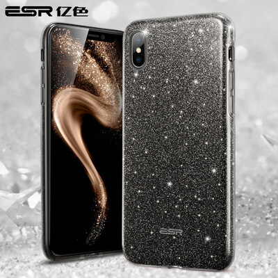 

ESR iPhone X Mobile Shell / Обложка для обуви Творческая личность Устойчивая к удару мягкая оболочка Apple x Мобильная оболочка All-inclusive Sparkling / Sparkling / Luxury Makeup Series - черный