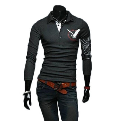 

Zogaa Mens POLO Shirt European Casual Eagle Printing Lapel