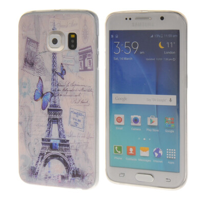 

MOONCASE Eiffel Tower Pattern Soft Silicone Gel TPU Flexible Shell Protective Case Cover for Samsung Galaxy S6 Edge a06