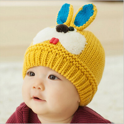 

Buebos Ninos Autumn & Winter Children's Hat 3D Rabbit Shape Baby Kids Girl Boy Wool Knitted Beanie Hat