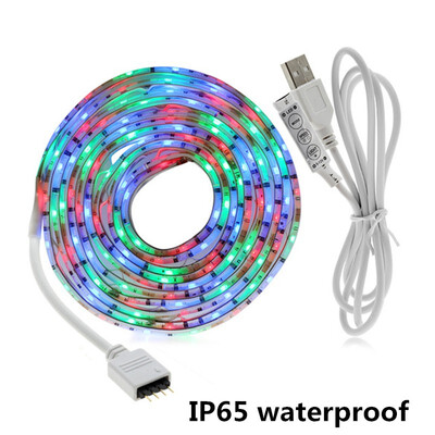 

5V USB LED Strip 5050 RGB 50cm 1m 2m TV Background Lighting Adhesive Tape IP20 IP65 waterproof 30LEDsm With 3Key Controller