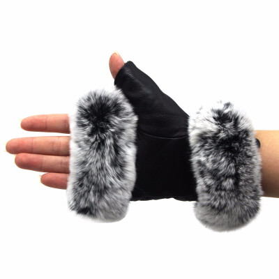 

Autumn&winter outdoor fox fur gloves real sheepskin production reveals fingers to keep warm fashion new hot sale discount