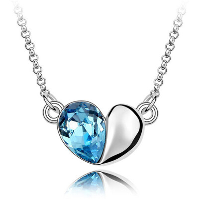 

100 Original Crystals From Swa Elements Heart Pendant Necklace For Women Party Jewelry Infinity Chain Collier Mothers Day Gift 1