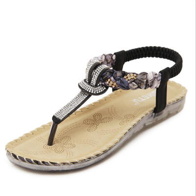 

2018 New Women Sandals Ethnic Style Sandals Bohemia Rhinestone Large Size Flat Shoes Women Shoes