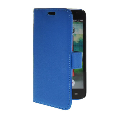 

MOONCASE Litch Skin Leather Side Flip Wallet Card Slot Pouch Slim Shell Back Case Cover for LG L70 Blue