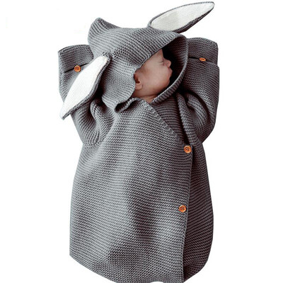 

Adorable Rabbit Baby Stroller Sleeping Bag Spring Autumn Infant Knitted Swaddle Wrap Nest Envelopes For Toddler Kid 0-1Y