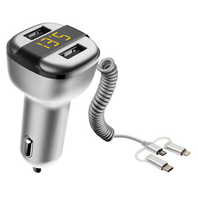 

SAST DC 12-24V 34A Dual USB LED Display Car Charger Built-in 3 in 1type-candroidiphoneSmart Voltage LCD Display Car Charger