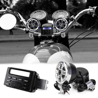 

1 set Universal Motorcycle FM Radio Speaker LED display Function clock 875MHz-108MHz With 35mm AUX jack to link iPod iPhone