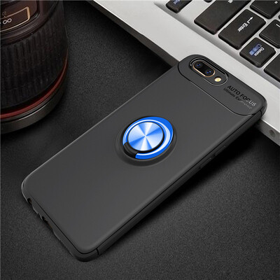 

OPPO R11 Luxury Metal Ring Magnetic Bracket Shockproof Cooling TPU Phone Case