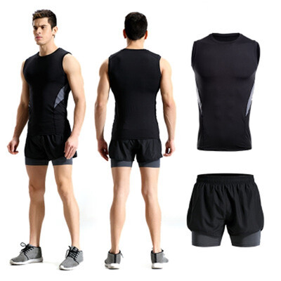 

2018 new vest sports suit mens fitness clothing quick-drying vest suit tight breathable basketball suits