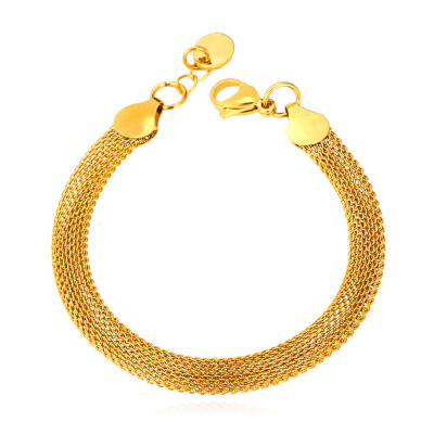 

U7 Gold Bracelet With "18K" Stamp Yellow Gold Plated Stainless Steel Resizable Snake Chain Bracelet Men Jewelry Wholesale