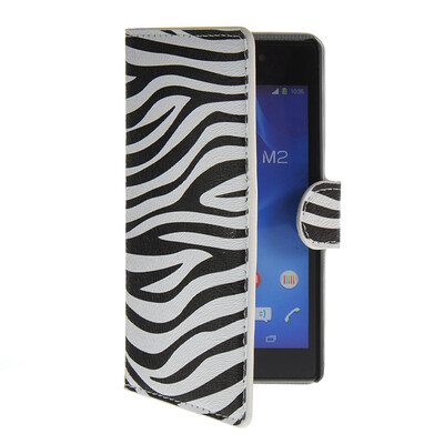 

MOONCASE Zebra style Leather Side Flip Wallet Card Slot Stand Pouch чехол для Sony Xperia M2
