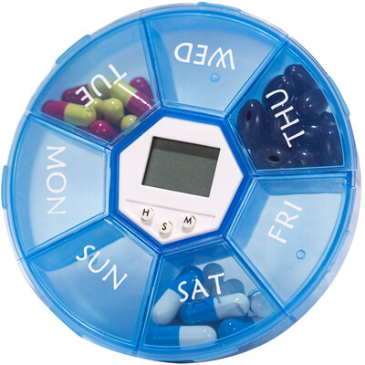 

Gagarin smart medication reminder seven lattice electronic timing small kit portable old man medication reminders week kit kit blue