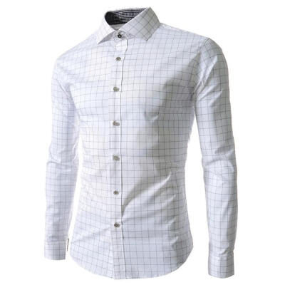 

Zogaa New Men's Shirt Fashion Printing Grid Long Sleeve