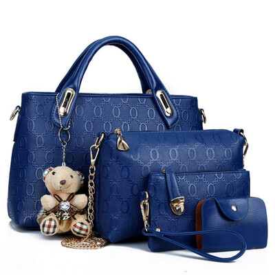 

4 Pcsset Ladies Embossed Bear Printed Package Shoulder Bags Messenger Bag Handbags
