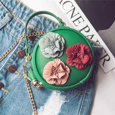 

ChildrenS Spring New Small Round Bag Cute Flower Female Bag Purse Simple Shoulder Diagonal Package