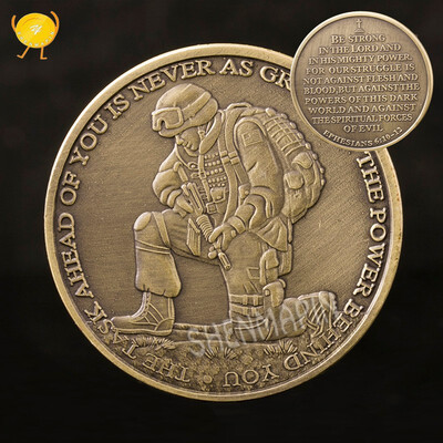 

1pcs American Christian soldiers coin bronze covered with fosi book to collect commemorative coin art collection gifts