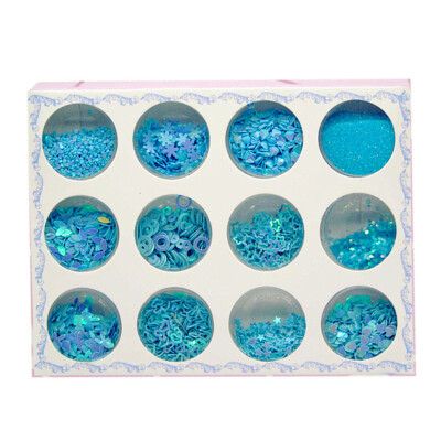 

Galaxy Stars Nail Art Glitter Love Heart Round Shape Sequins Nail Glitter Decor Accessories Paillette Flakes Manicure Tools Blue