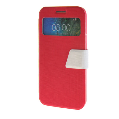 

MOONCASE View window Leather Wallet Flip Stand Pouch чехол для Samsung Galaxy E5 Hot pink