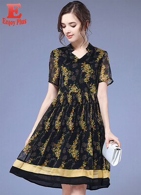 

XL XXL 3XL 4XL 5XL plus size elegant chiffon new summer 2018 women dress short sleeve large size flower print A line vintage