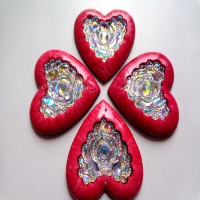 

fashion style red sew on Resin rhinestones heart shape 35mm flatback 2 holes gem stone crystal 10pcsbag