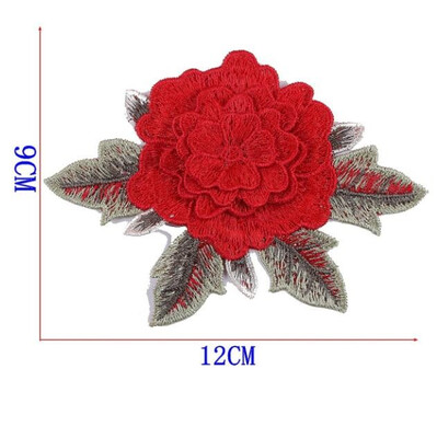 

1 Pcs New Brand 3D Patches Big Red Rose Flower Embroidered Patch DIY Iron On Sew On Fabric Repair Clothing For Wedding Patches
