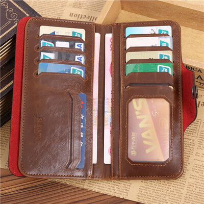 

Casual Genuine PU Leather Men Long Billfold Wallets Vintage Top Male Purse