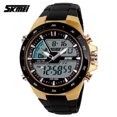 

SKMEI 1016 Young Men Sports Military Watch 2 Time Zone Digital Quartz LED Watch