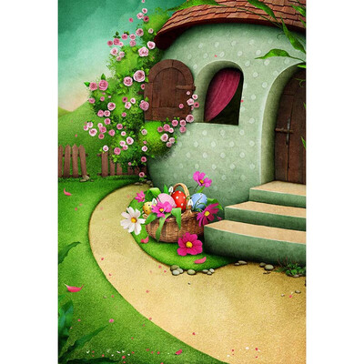 

Green Tree House Photo Background 57FT Vinyl Fabric Cloth Digital Printing Backdrop Curtain -3074