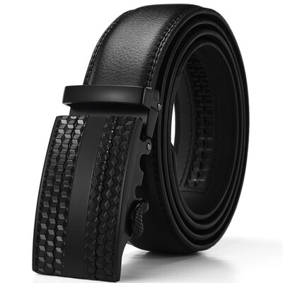 

XHtang Mens Belt Genuine Leather Automatic Buckle belt For Waistband Ratchet Strap Black Leather Belt Designer Belt For Jeans Gift