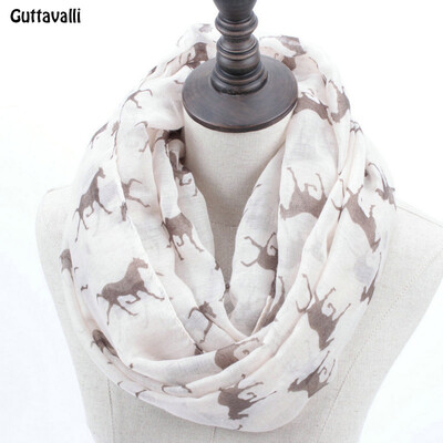 

Guttavalli Fashion Woman Solid Horse Print Loop Shawl Women Winter Stripes Кольцо Шарфы Женские осенние лошади Animal Infinity Scarf
