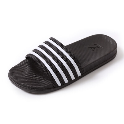 

Suarte summer indoor couple fashion striped slippers female home slip wear student slippers simple&confident temperament 40 yards black