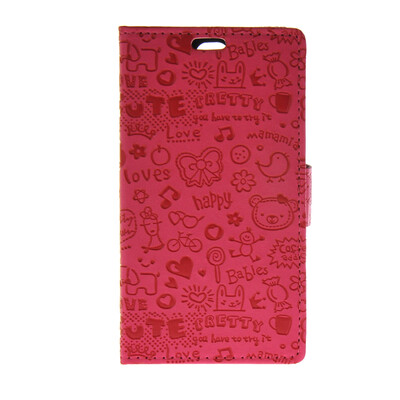 

MOONCASE Cute Little Witch Leather Side Flip Wallet Card Holder Stand Pouch ЧЕХОЛ ДЛЯ LG AKA Hot pink